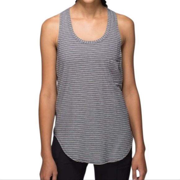 Lululemon Yogi Racerback - Pin Stripe Heathered Inkwell/Mojave Tan - Picture 1 of 7